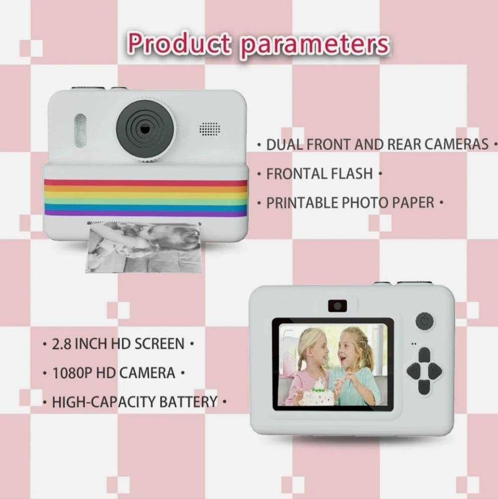 "BRAND NEW" White Instant Camera with Rainbow Stripe With 3 Photo Paper Roll. - Picture 8 of 10
